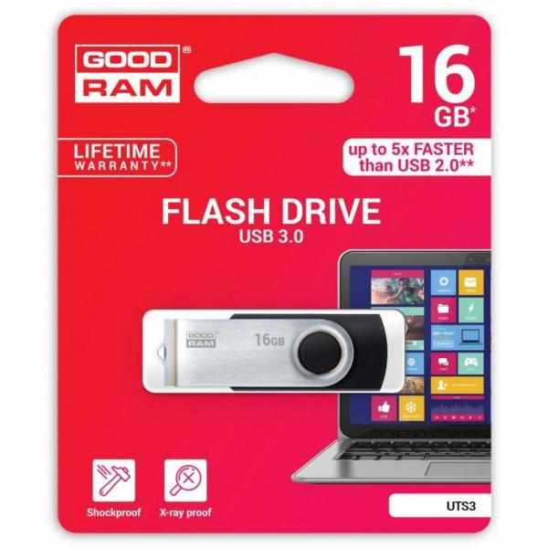 Флеш-накопитель USB3.2 16GB Goodram UTS3 (Twister) Black (UTS3-0160K0R11)