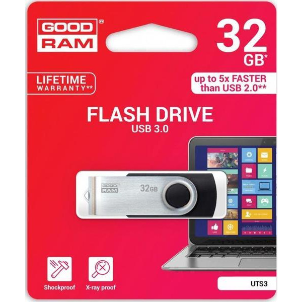 Флеш-накопитель USB3.2 32GB Goodram UTS3 (Twister) Black (UTS3-0320K0R11)