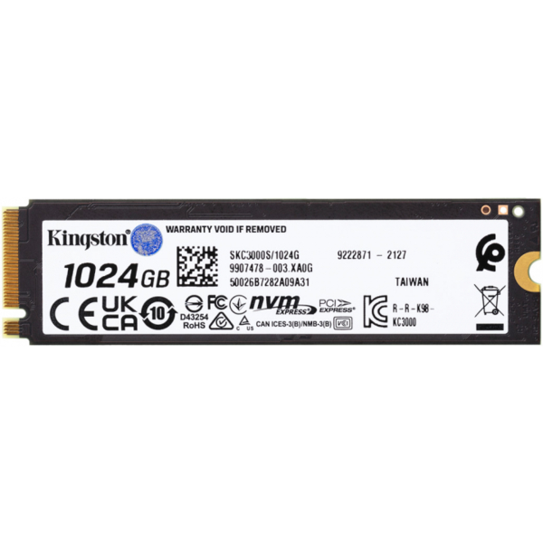 Накопитель SSD 1TB Kingston KC3000 M.2 2280 PCIe 4.0 x4 NVMe 3D TLC (SKC3000S/1024G)