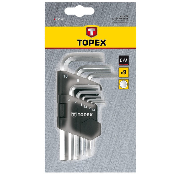 Topex 35D955 Ключi шестиграннi HEX 1.5-10 мм, набiр 9 шт.*1 уп.