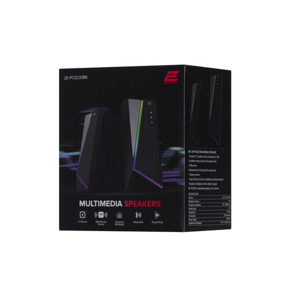 Акустична система 2E PCS233 RGB, 2.0, USB, Black (2E-PCS233BK)