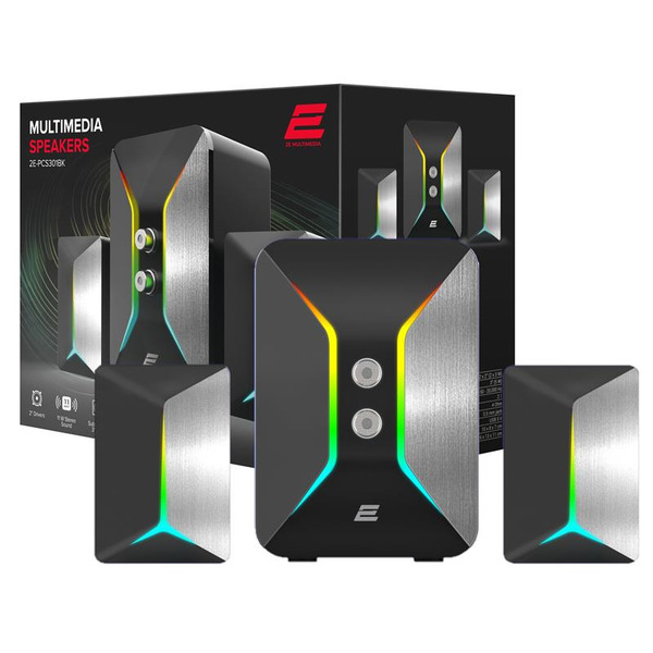 Комп'ютерні колонки 2E PCS301 RGB, 2.1, USB, Black (2E-PCS301BK)
