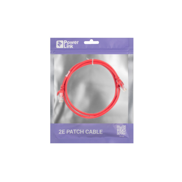 Патч-корд 2E Cat 5e, UTP, RJ45, 26AWG, 7/0.16 Cu, 1.00 m, PVC, Red (2E-PC5ECOP-100RD)