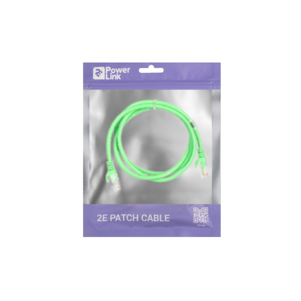 Патч-корд 2E Cat 5e, UTP, RJ45, 26AWG, 7/0.16 Cu, 1.20 m, PVC, Green (2E-PC5ECOP-120GRN)