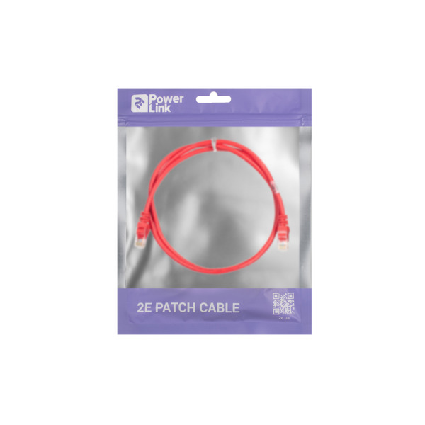 Патч-корд 2E Cat 5e, UTP, RJ45, 26AWG, 7/0.16 Cu, 1.20 m, PVC, Red (2E-PC5ECOP-120RD)