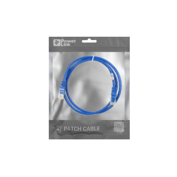 Патч-корд 2E Cat 6, UTP, RJ45, 26AWG, 7/0.16 Cu, 1.00 m, PVC, Blue (2E-PC6COP-100BL)