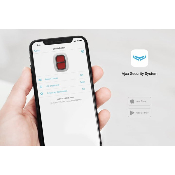 Бездротова тривожна кнопка Ajax DoubleButton біла