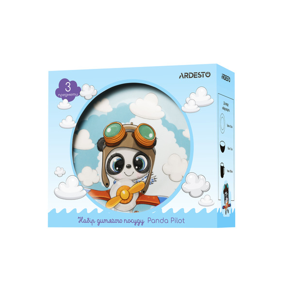 Набір дитячого посуду Ardesto Panda pilot 3 пр. (AR3451PS)