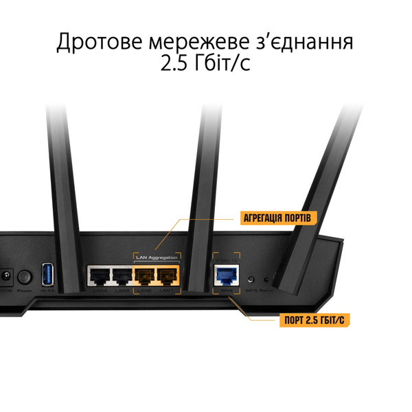 Бездротовий маршрутизатор (роутер) ASUS TUF-AX3000 V2 90IG0790-MO3B00