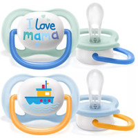 Avent Пустышка ортодонтическая Ultra Air I love для мальчиков 0-6 мес 2шт