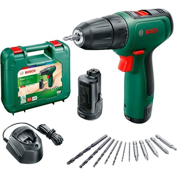 Bosch Шуруповерт-дрель EasyDrill 1200,12В,2х1.5Ач, 30Нм, набор сверл и бит, 0.94кг, кейс