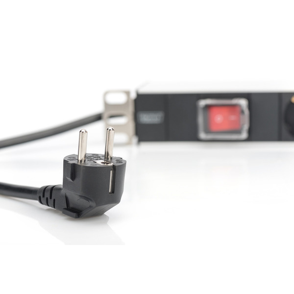 Digitus Блок розеток 1U, 7xSchuko, 16A, 250V, выключатель, вилка Schuko