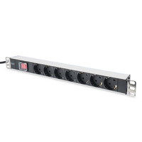 Digitus Блок розеток 1U, 7xSchuko, 16A, 250V, выключатель, вилка Schuko