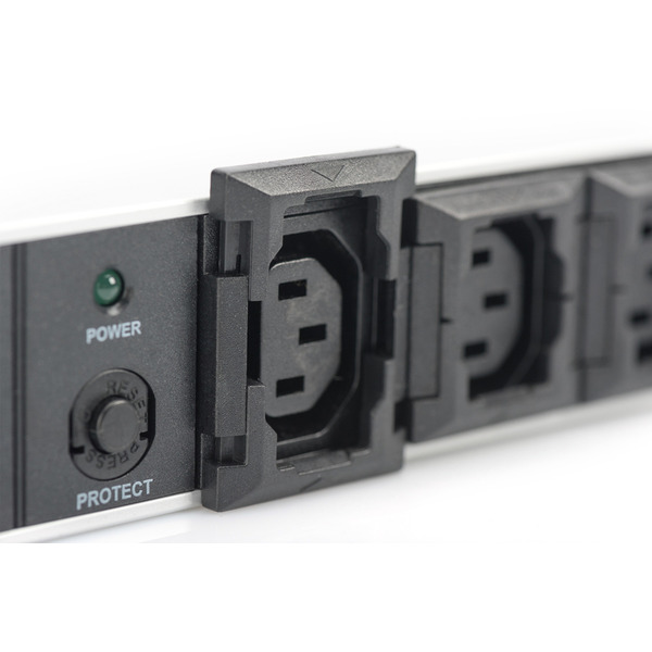 Блок розеток DIGITUS 1U, 10xC13, 10A, 250V, запобіжник, вилка C14