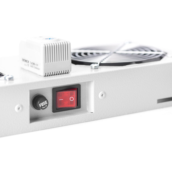 Панель вентиляторів DIGITUS 19" Roof Wall Mount, 2 fans, thermostat, RAL 7035