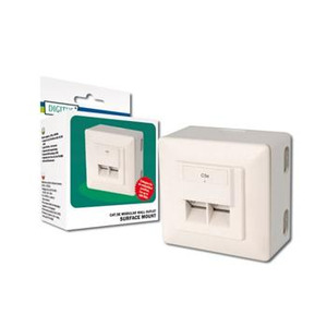 Настінна розетка DIGITUS cat. 5e,2xRJ45,8P8C, для зовнішньої проводки (DN-9002-N)