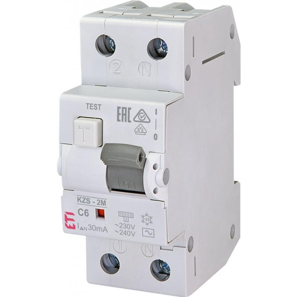 ETI Диффер. автоматический выкл.  KZS-2M C 6/0,03 тип AC (10kA)