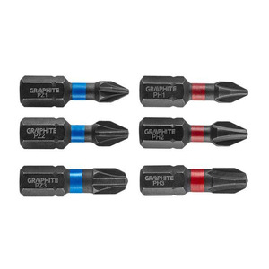 Біти ударні GRAPHITE PH1 / 2/3, PZ1/2/3 x 25 мм, 6 шт.