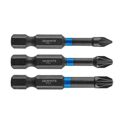 Graphite 56H542 Биты ударные PZ1/2/3 x 50 мм, 3 шт.