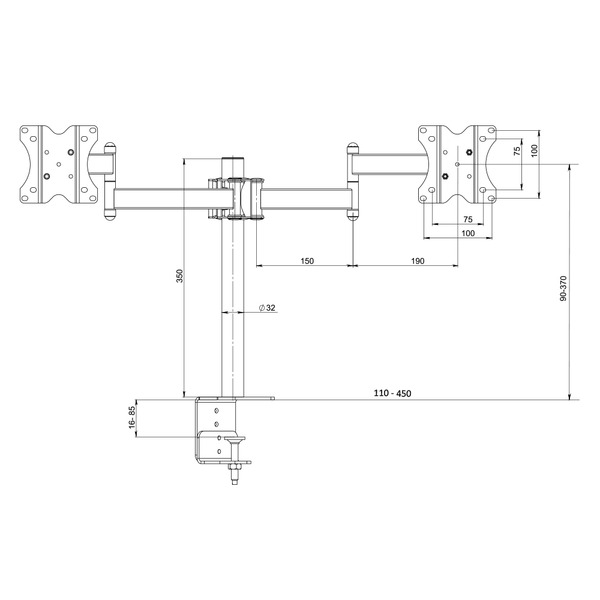 Кріплення для монітору KSL DM32T длядвох моніторів 13–28 (DM32T)