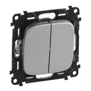 Вимикач 2-клавішній Valena ALLURE Legrand, Алюміній