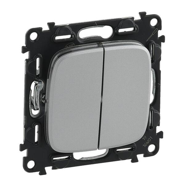 Вимикач 2-клавішній Valena ALLURE Legrand, Алюміній