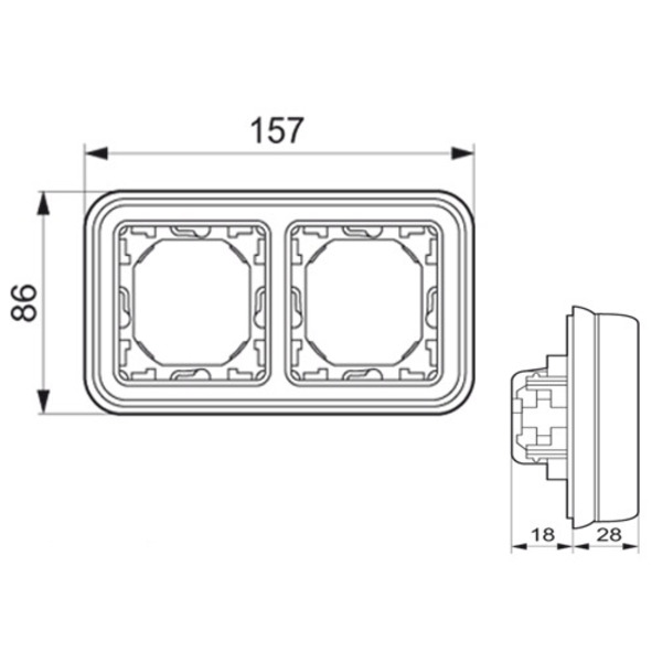 Legrand Plexo Legrand Суппорт с рамкой для встроенного монтажа - серый - 2 поста