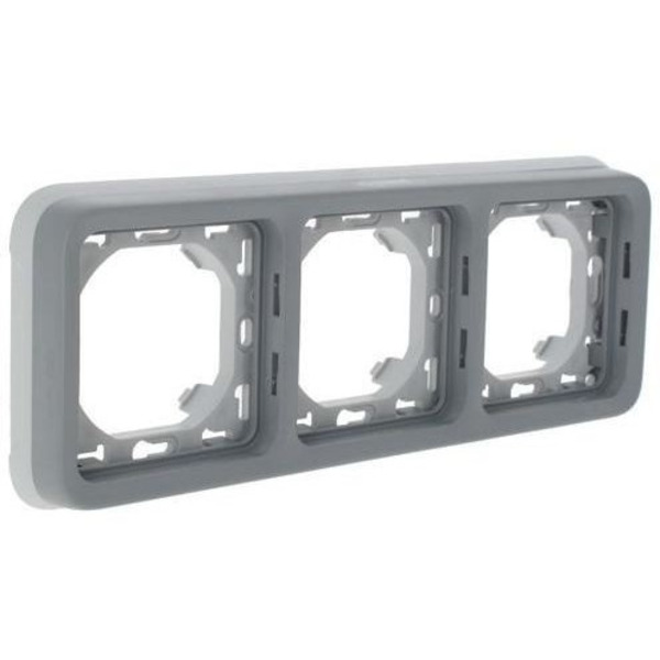 Супорт Legrand з рамкою для вбудованого монтажу Plexo 3 поста, Сірий