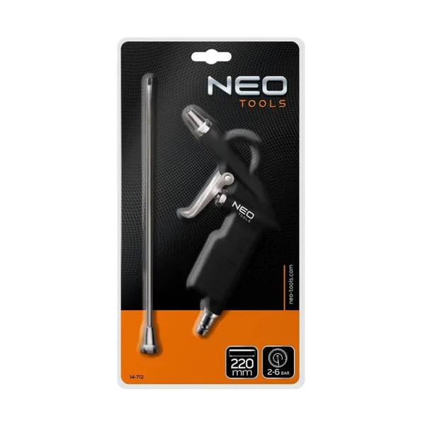 Пістолет продувний Neo Tools, алюміній, подовжене сопло 220 мм, 12 Бар