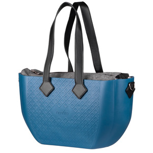 Сумка MyMia синій корпус/ сіра підкладка/ набір (ручки, фіксатори, ремені на коляску) еко-шкіра, чорний