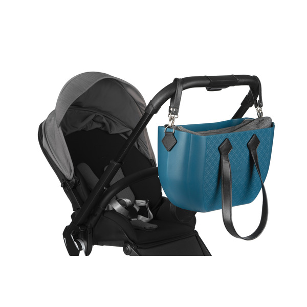 Сумка MyMia з синім корпусом, сірою підкладкою та набором аксесуарів в еко-шкірі, чорний.