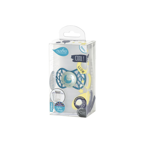 Nuvita Пустышка Air55 Cool 0m+ ортодонтическая (светящаяся в темноте) [NV7064GE]