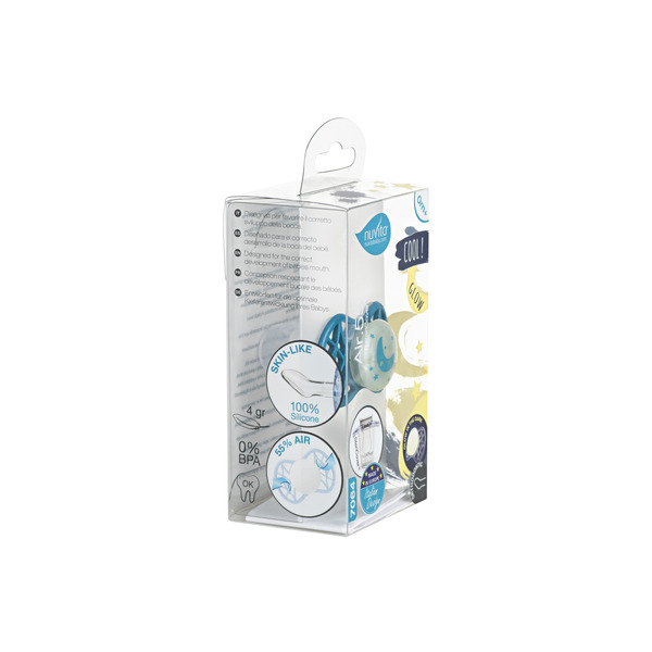 Nuvita Пустышка Air55 Cool 0m+ ортодонтическая (светящаяся в темноте) [NV7064GE]
