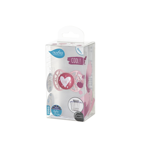 Пустушка симетрична Nuvita NV7065 Air55 Cool 0m +" LOVE" рожево-персикова (NV7065PR)