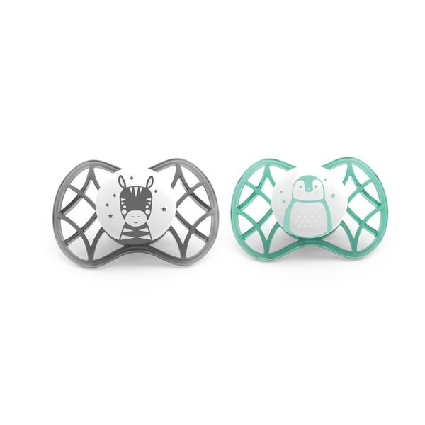 Пустушка ортодонтична Nuvita NV7066 Air55 Explorer 0m + 2шт. (Зебра, пінгвін) (NV7066N)