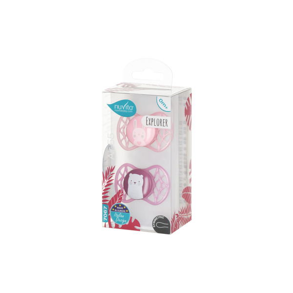Пустушка симетрична Nuvita NV7067 Air55 Explorer 0m+2шт. (заєць, ведмедик) (NV7067F)