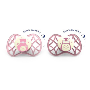 Пустушка симетрична Nuvita NV7067 Air55 Explorer 0m+2шт. світиться в темряві (ведмедик, пінгвін) (NV7067GF)