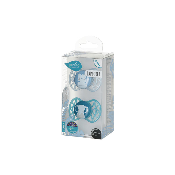 Пустушка симетрична Nuvita NV7067 Air55 Explorer 0m+2шт. (тигр, слон) (NV7067M)