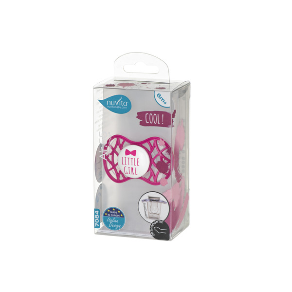 Пустушка ортодонтична Nuvita NV7084 Air55 Cool 6m +" LITTLE GIRL" яскраво-рожева (NV7084SI)