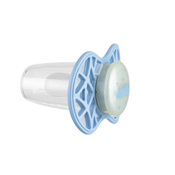 Пустушка симетрична Nuvita NV7085 Air55 Cool 6m +" вуса" світиться в темряві, блакитна (NV7085GDB)85GDB]