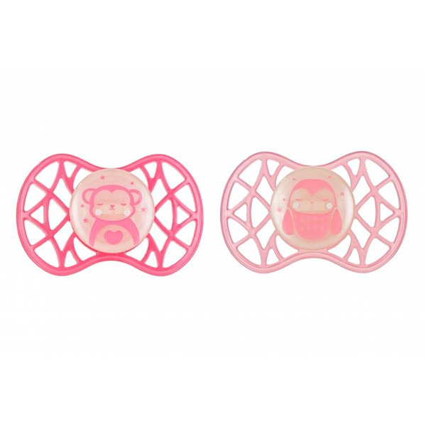 Пустушка ортодонтична Nuvita NV7086 Air55 Explorer 6m + 2шт. світиться в темряві (мавпа, сова) (NV7086GF)