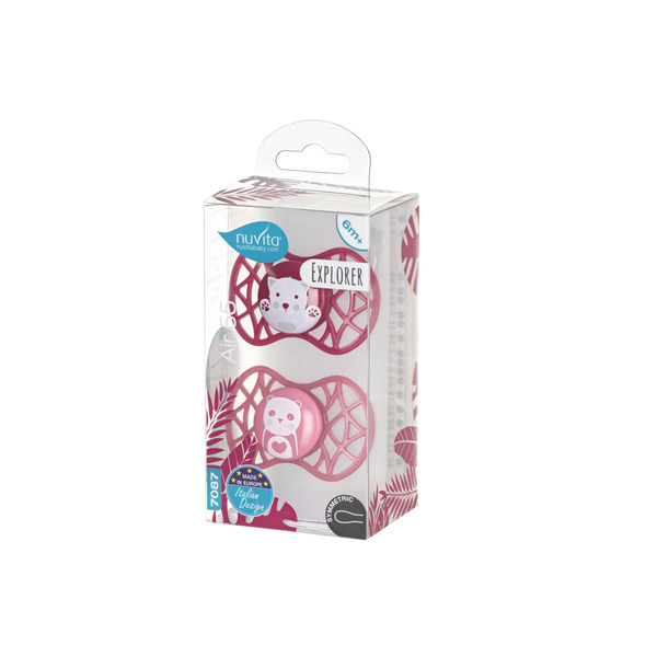 Пустушка симетрична Nuvita NV7087 Air55 Explorer 6m+ 2шт. (кіт, панда) (NV7087F)