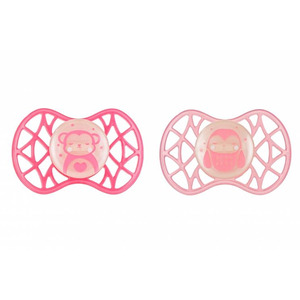 Пустушка симетрична Nuvita NV7087 Air55 Explorer 6m+ 2шт. світиться в темряві (мавпа, сова) (NV7087GF)