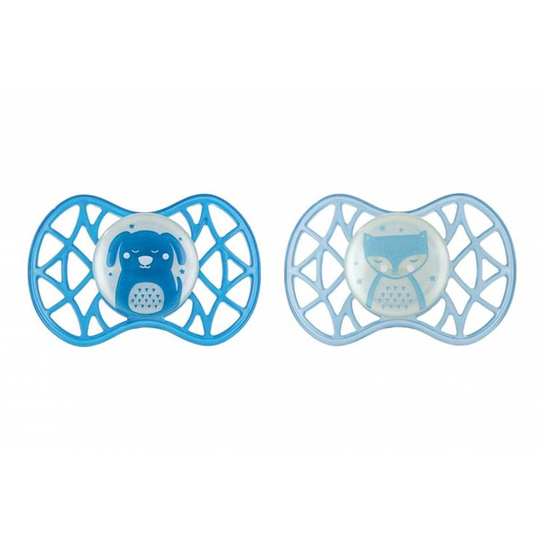 Пустушка симетрична Nuvita NV7087 Air55 Explorer 6m+2шт. світиться в темряві (собачка, лисиця) (NV7087GM)