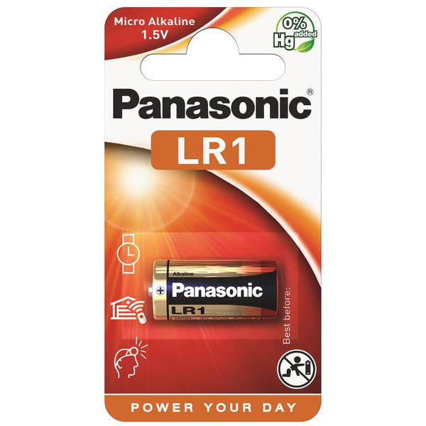 Батарейка Panasonic LR1 bat(1.5B) Alkaline 1шт (LR1L/1BE)