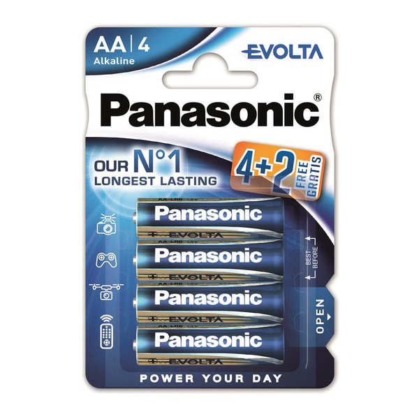Батарейка Panasonic Evolta AA BLI(4+2) Alkaline (LR6EGE/6B2F)