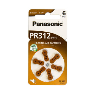 Батарейка Panasonic PR312 / PR41 bat(1.4B) Zinc Air 6шт (PR-312/6LB)
