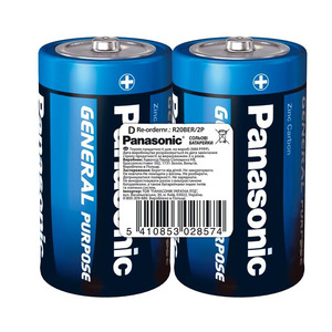 Батарейка Panasonic D bat Carbon-Zinc 2шт General Purpose (R20BER/2P)