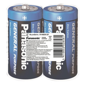 Батарейка Panasonic C bat Carbon-Zinc 2шт General Purpose (R14BER/2P)