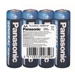 Panasonic Батарейка GENERAL PURPOSE угольно-цинковая AA(R6) пленка, 4 шт.